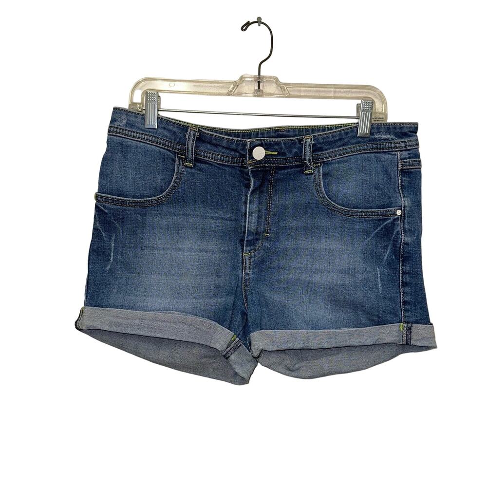 Adidas Neo‎ Label Denim Shorts Cuffed Hem Mid Wash Size 32